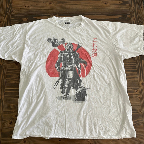 Star Wars Other - Men’s Star Wars Mandalorian Tee XXL White Red Graphic Short Sleeve Grogu